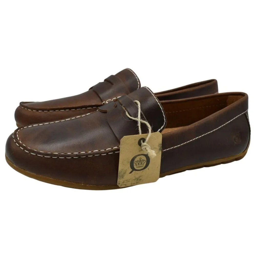 Born Mens‎ 9 Andes Dark Brown Full Grain Leather Slip On Driver Loafers Shoes
